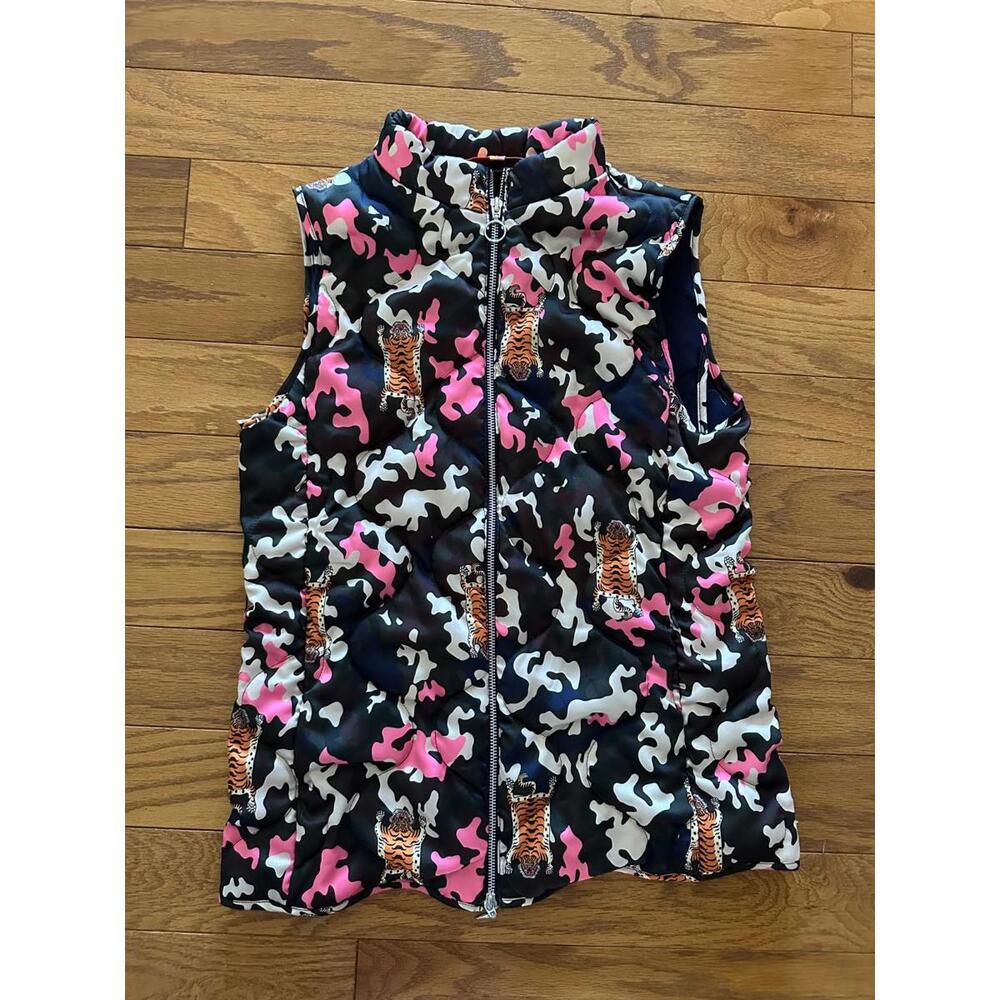 Vilagallo Womens Camo Tiger Lined Vest sz M PORTUGAL MADE